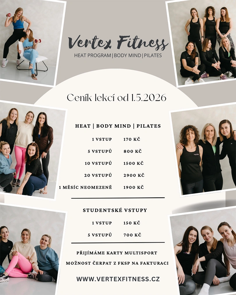 Ceník lekcí Vertex Fitness od 1. května 2026